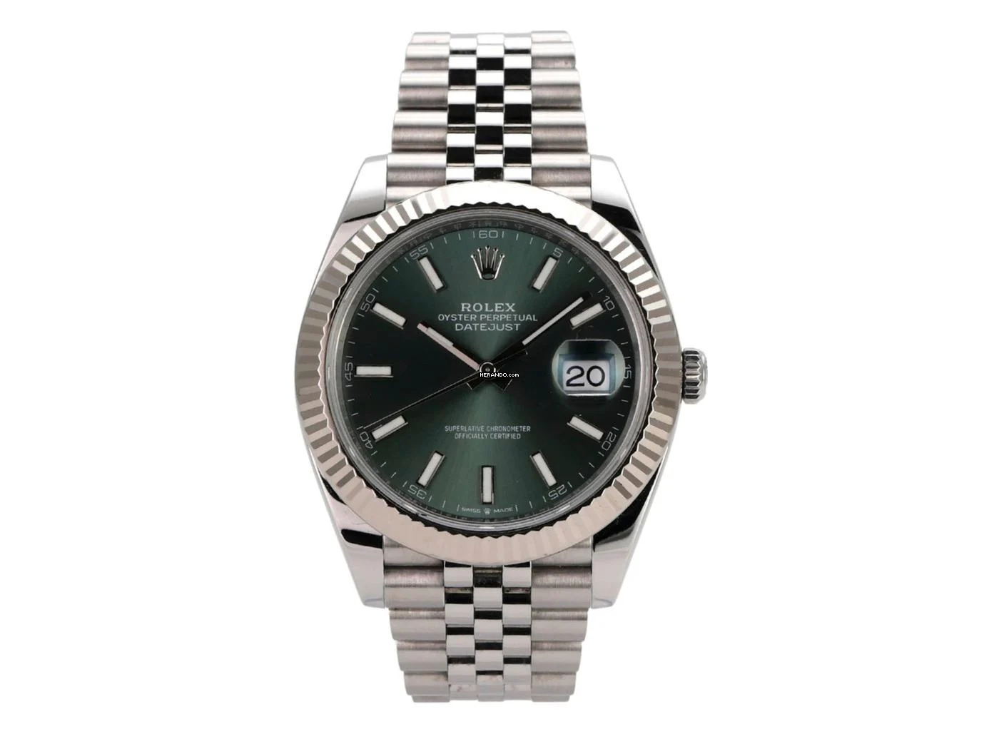 Rolex Datejust 41 Edelstahl Weißgold 126334 Mint Green Jubile-Band