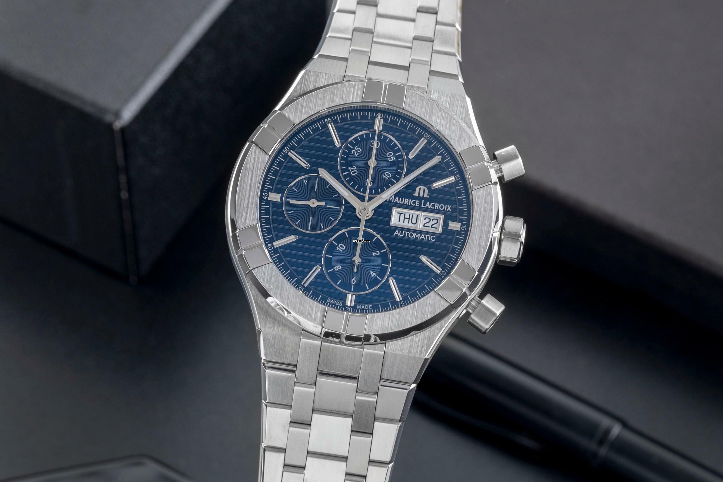 Maurice Lacroix AIKON Automatic Stahl Chronograph Ref. AI6038-SS002-4301 B&P