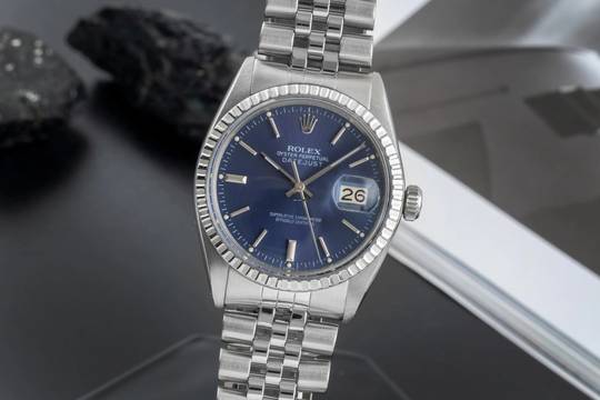  Rolex Datejust 36 Blue Dial Edelstahl Automatik Herrenuhr Ref. 16030 Klassiker 