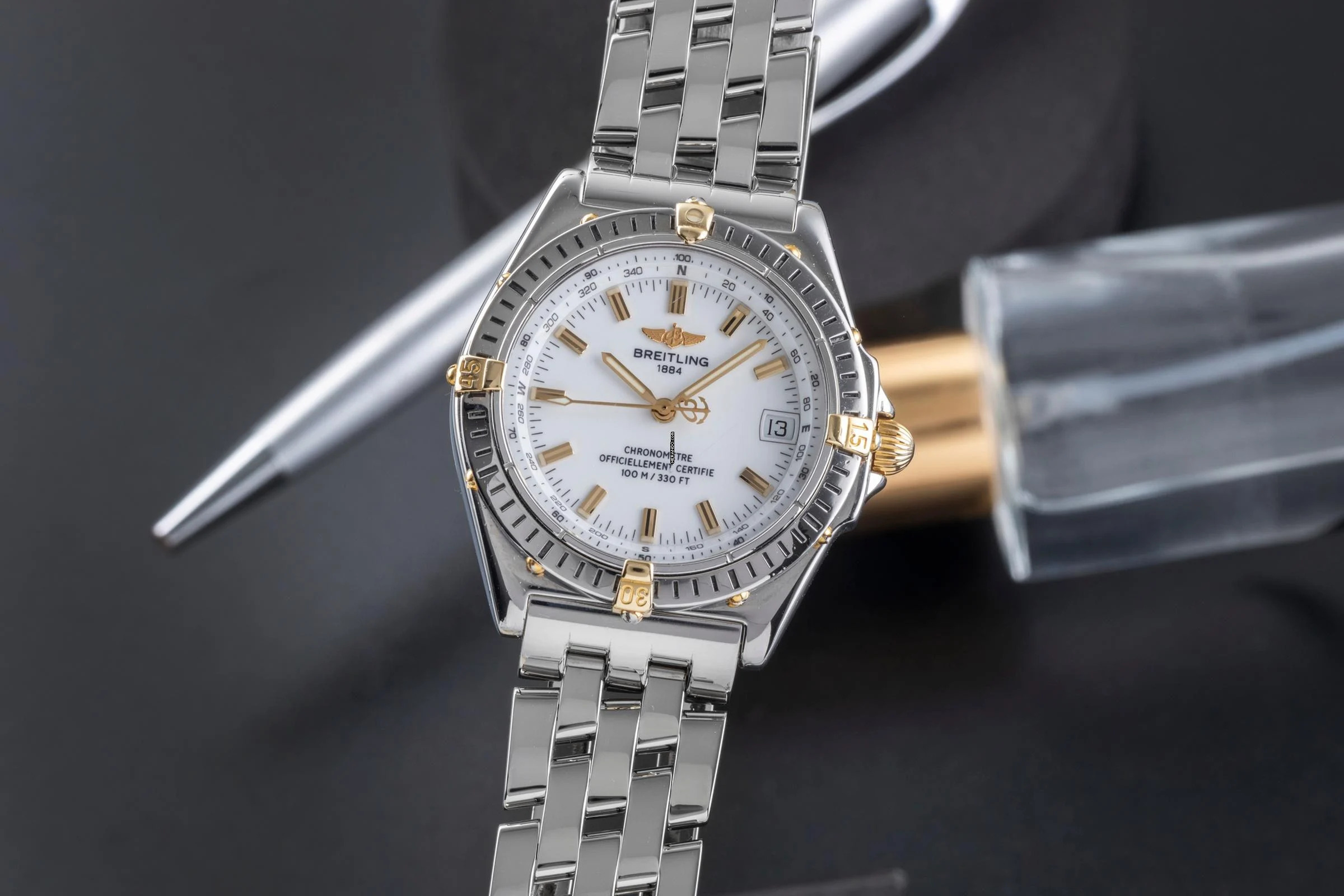 Breitling Windrider Wings Stahl / Gold Automatik Herrenuhr Ref. B10350 B&P 2001