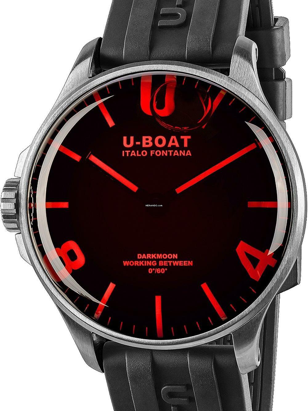 U-Boat 8465/B Darkmoon Red SS Herrenuhr 44mm 5ATM
