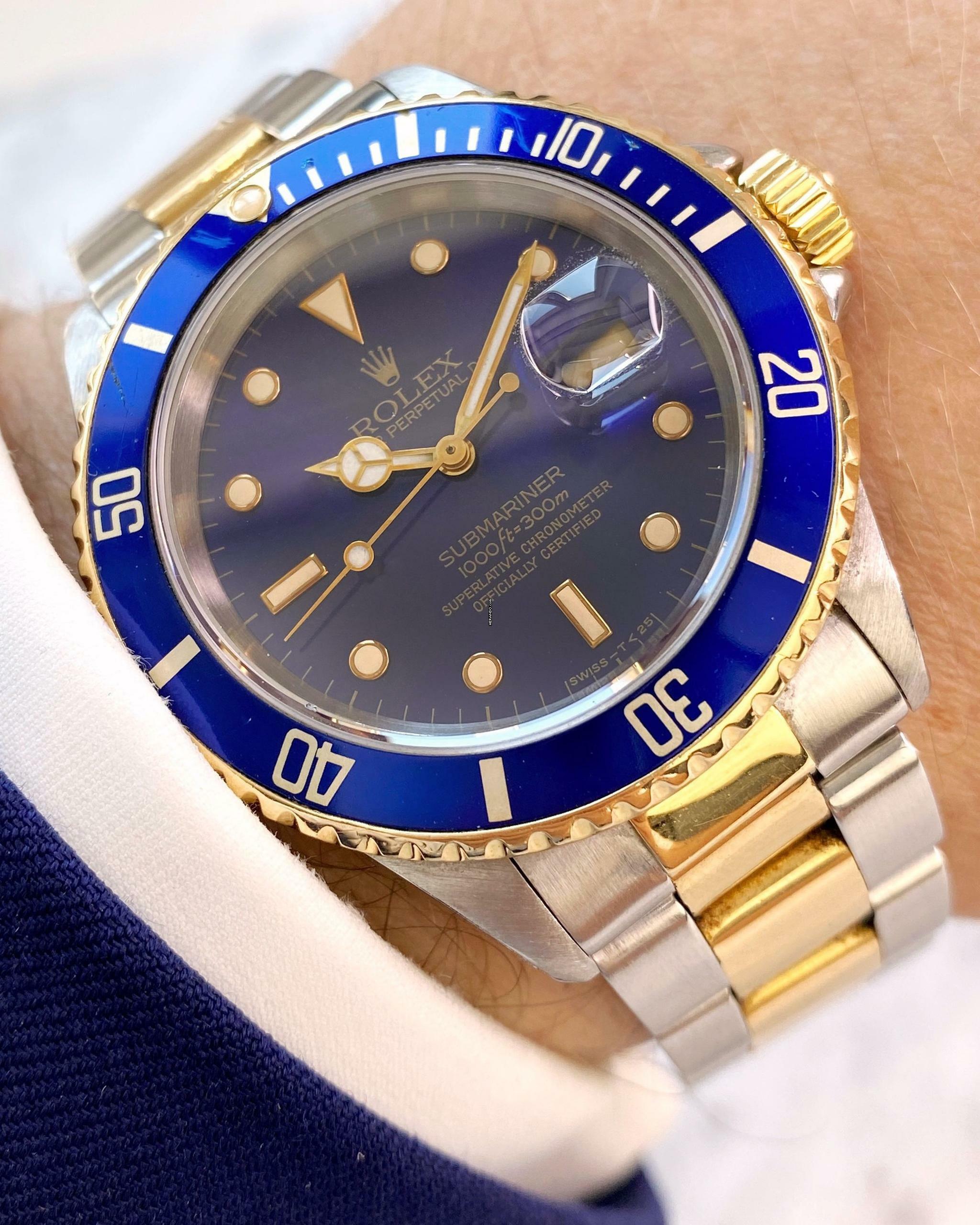 Rolex Submariner Date Blue Purple Dial ref 16613 Steel/Gold Automatic 16613
