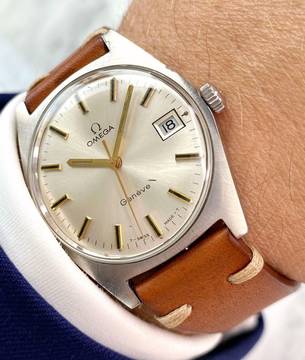  Omega Genève Vintage Geneve Steel Date Handwinding ref 136041 136041 