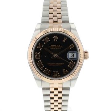  Rolex Datejust 31 Midsize 31 Jubilee Steel/Everose Roman Black Dial 