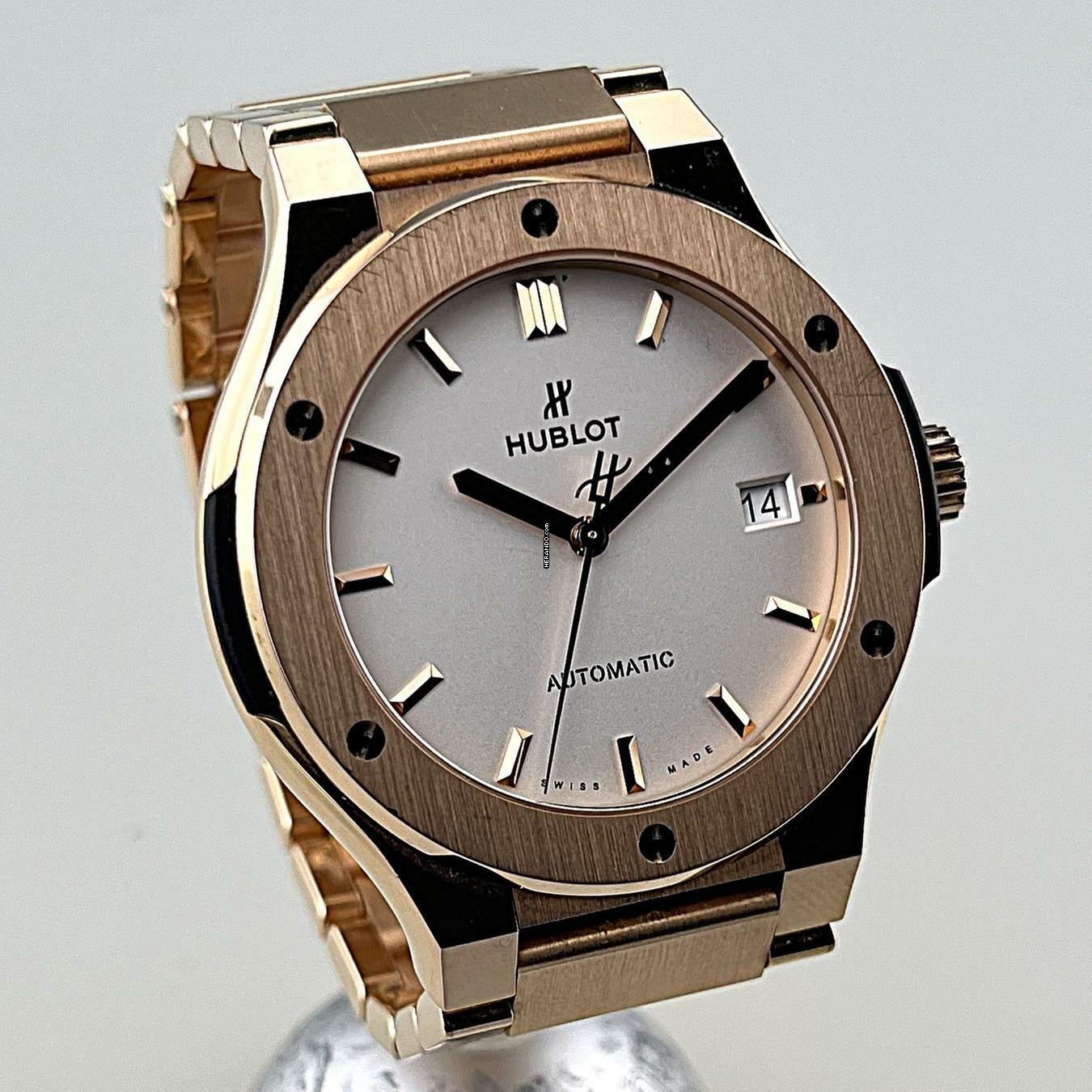 Hublot Classic Fusion 45mm King Gold Opalin Automatic Watch EK 09/2020 deutsche Auslieferung Full Set Erstkaufrechnung