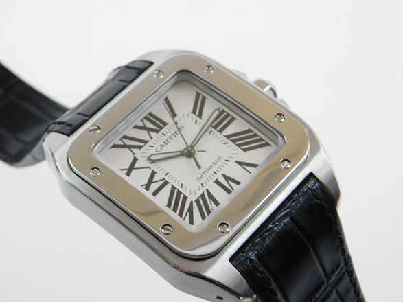  Cartier Santos 100 XL 38 x 51 mm im Top Zustand mit Box und original Krokoband Neues Original Cartier Krokoband und Faltschließe 