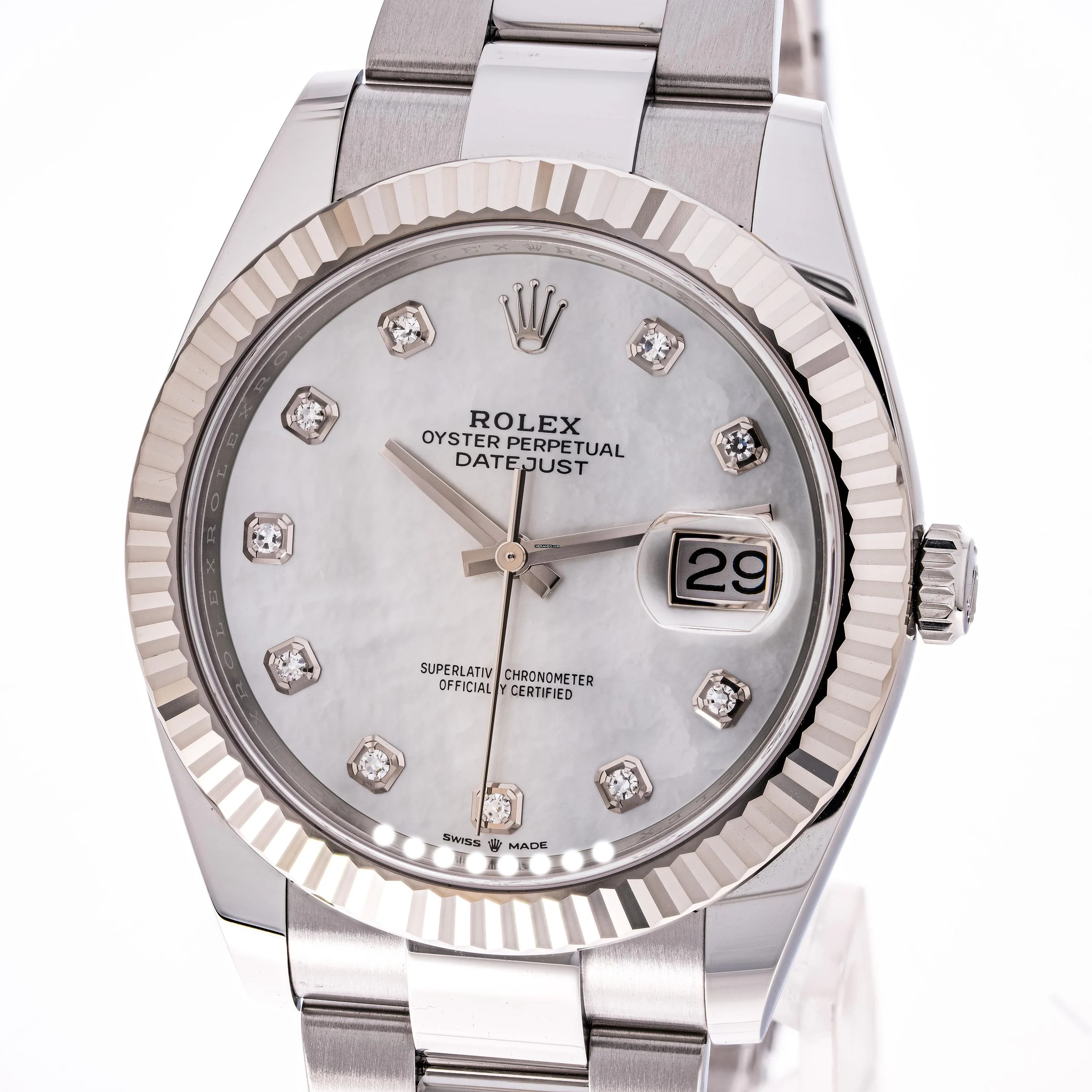 Rolex Datejust 41 Pearl Dial Diamond – 126334 – like NEW – 2022 Full Set Lc100