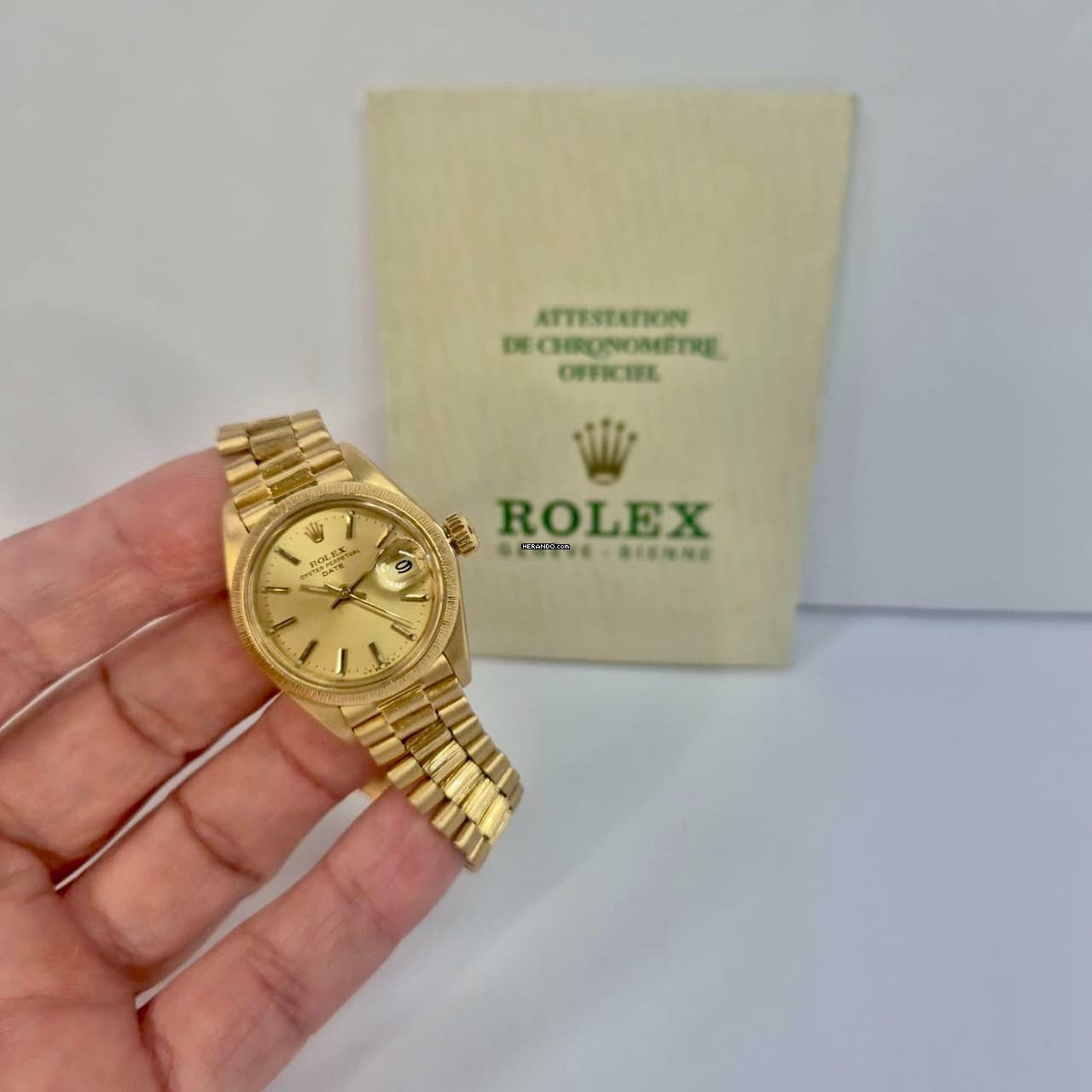 Rolex Lady-Datejust Presidente Bark Finish Full Gold 26mm Automático Completo