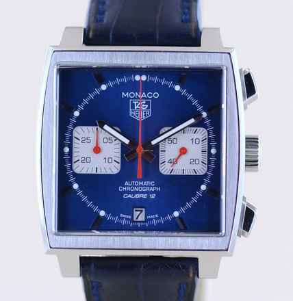  TAG Heuer Monaco Calibre 12 Chronograph Steve McQueen Automatic Saphir blue Calibre 12 Top B+P 