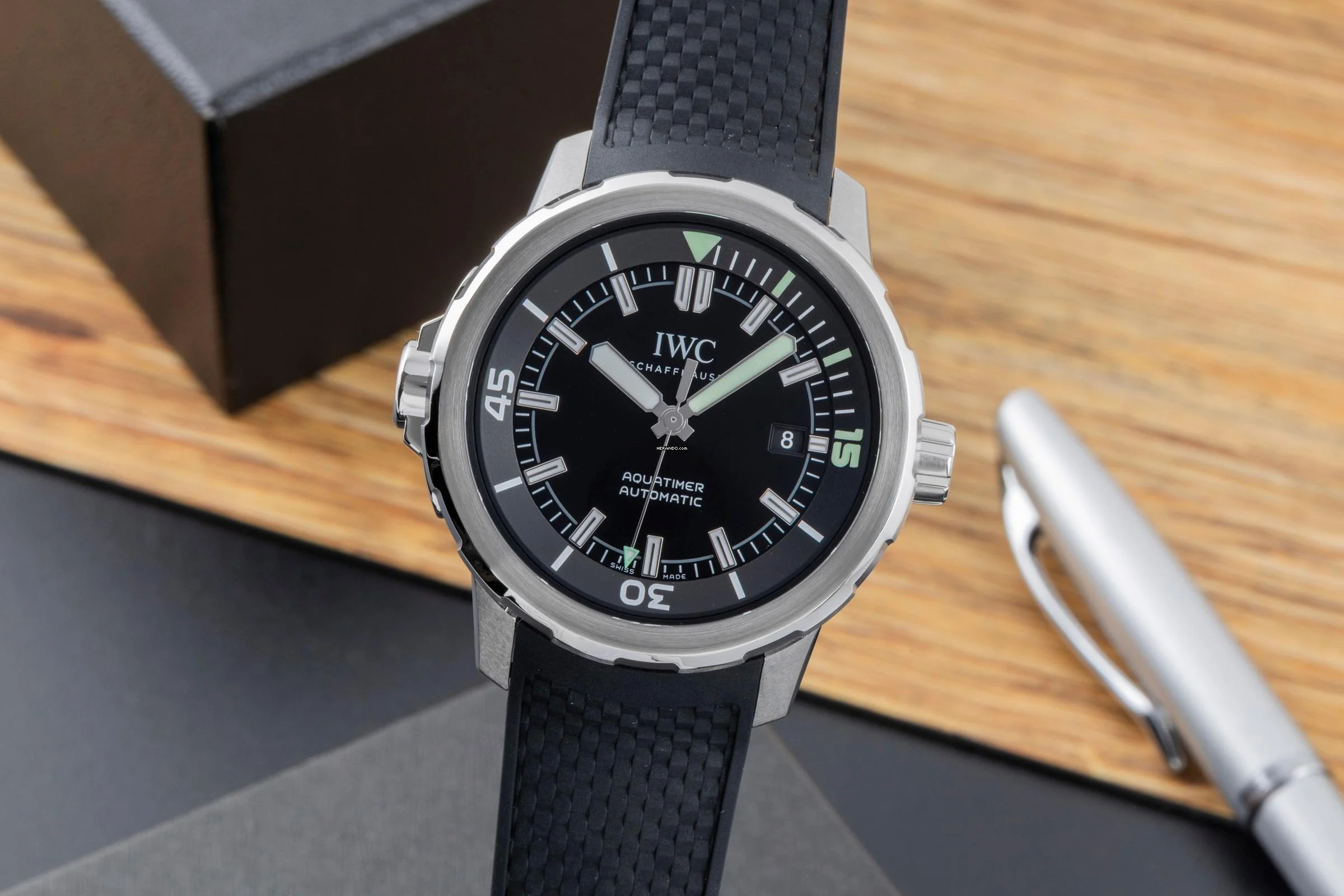 IWC Aquatimer Automatic Black Dial Edelstahl Automatik Herrenuhr Ref. IW329002 B&P 2014