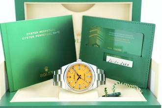 Thumbnail von Rolex Oyster Perpetual 41 Yellow Dial - With Box And Papers - 124300 2021
