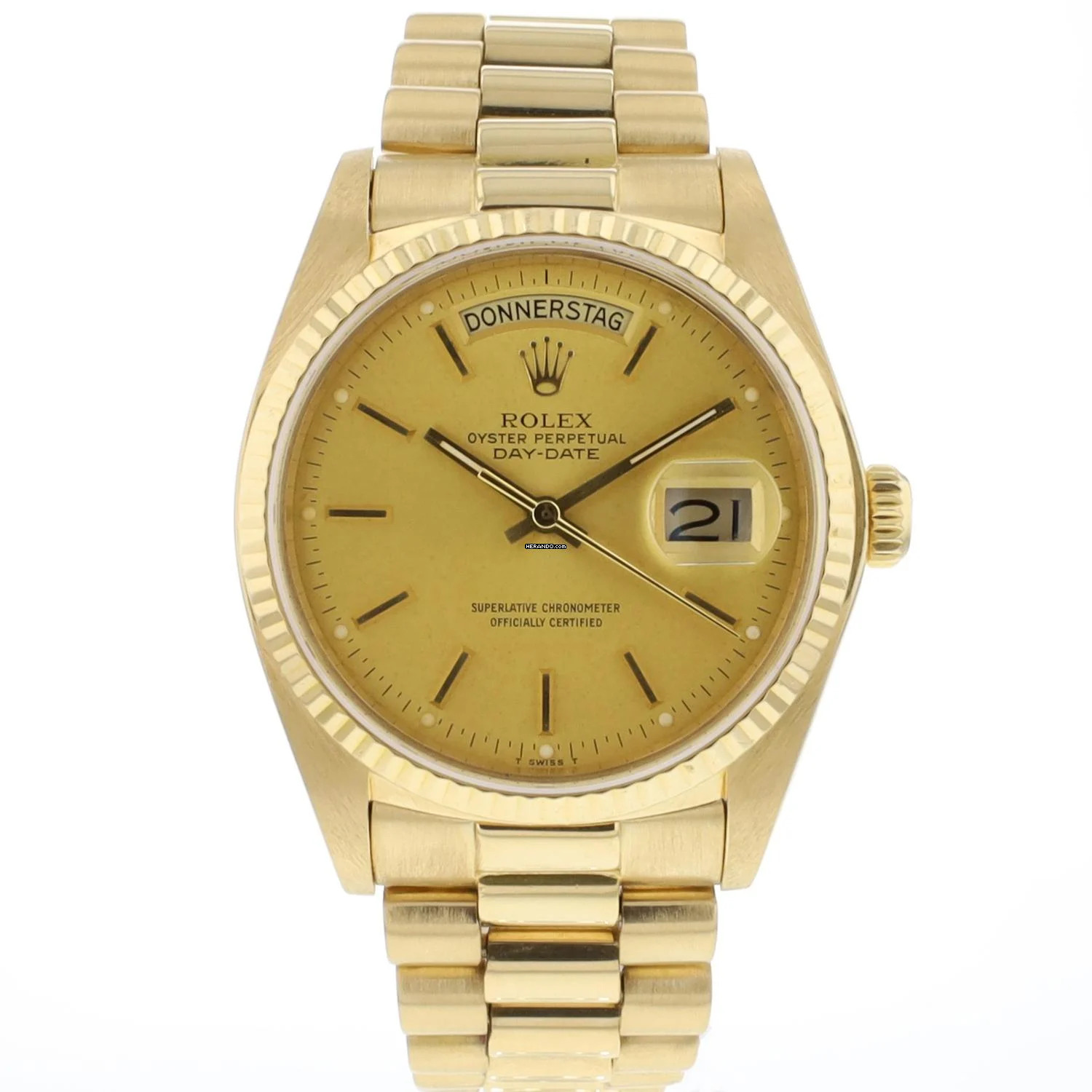 Rolex Day-Date 36 President Yellow Gold Champagne Dial Service '25