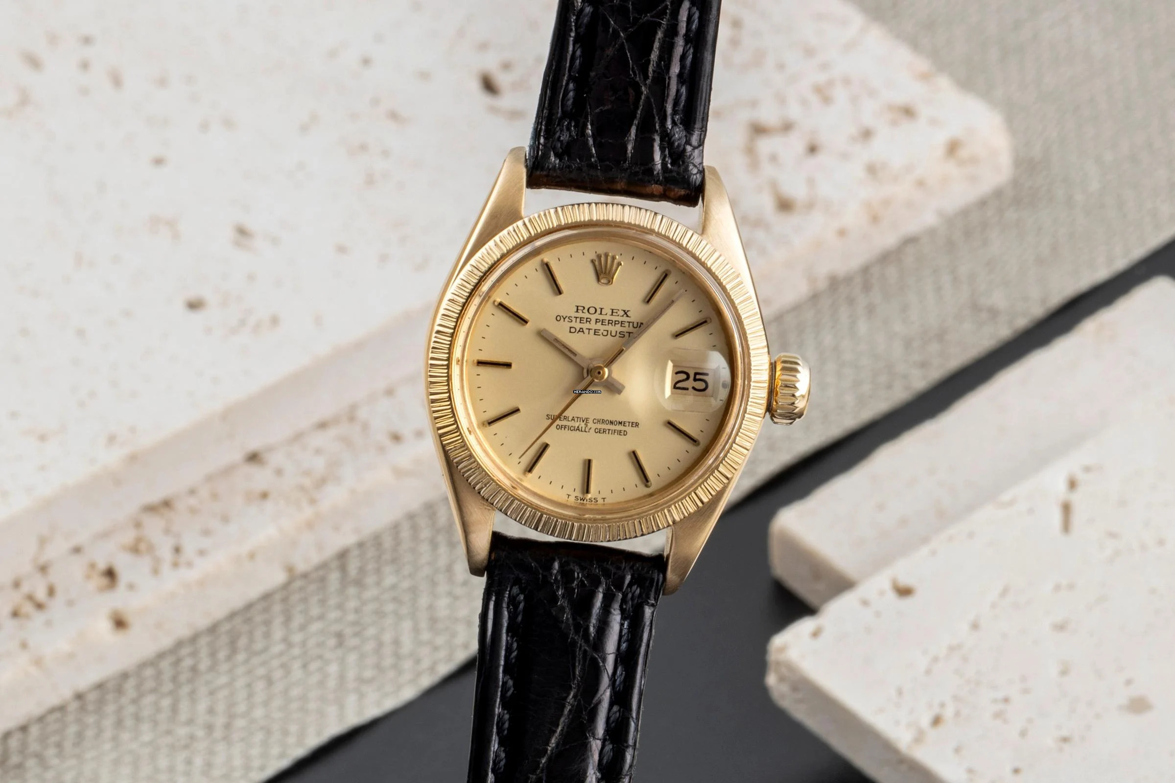 Rolex Lady-Datejust Borke 18K Gold Automatik Damenuhr Oyster Ref. 6927