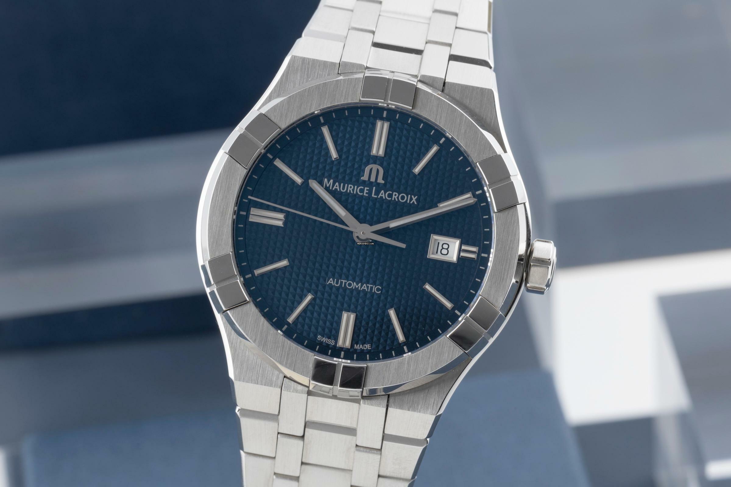 Maurice Lacroix AIKON Stahl Automatik Herrenuhr Ref. AI6008-SS002-430 B&P 2018