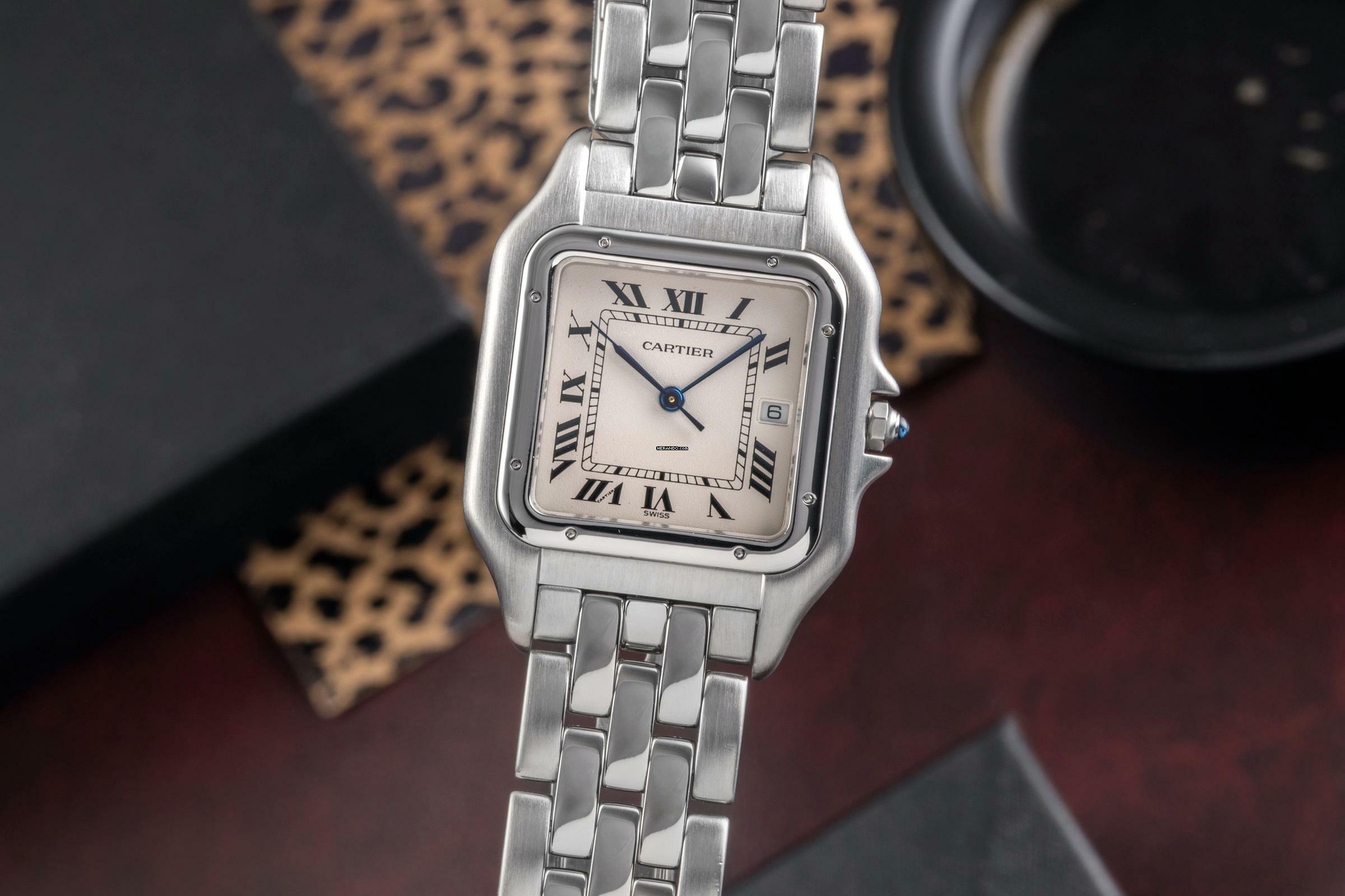 Cartier Panthère Jumbo Stahl Quarz Silver Roman Dial Ref. W25032P5