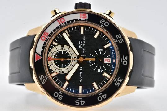  IWC Aquatimer Chronograph IW376903 18k Rosé Gold Black Dial Rubber 