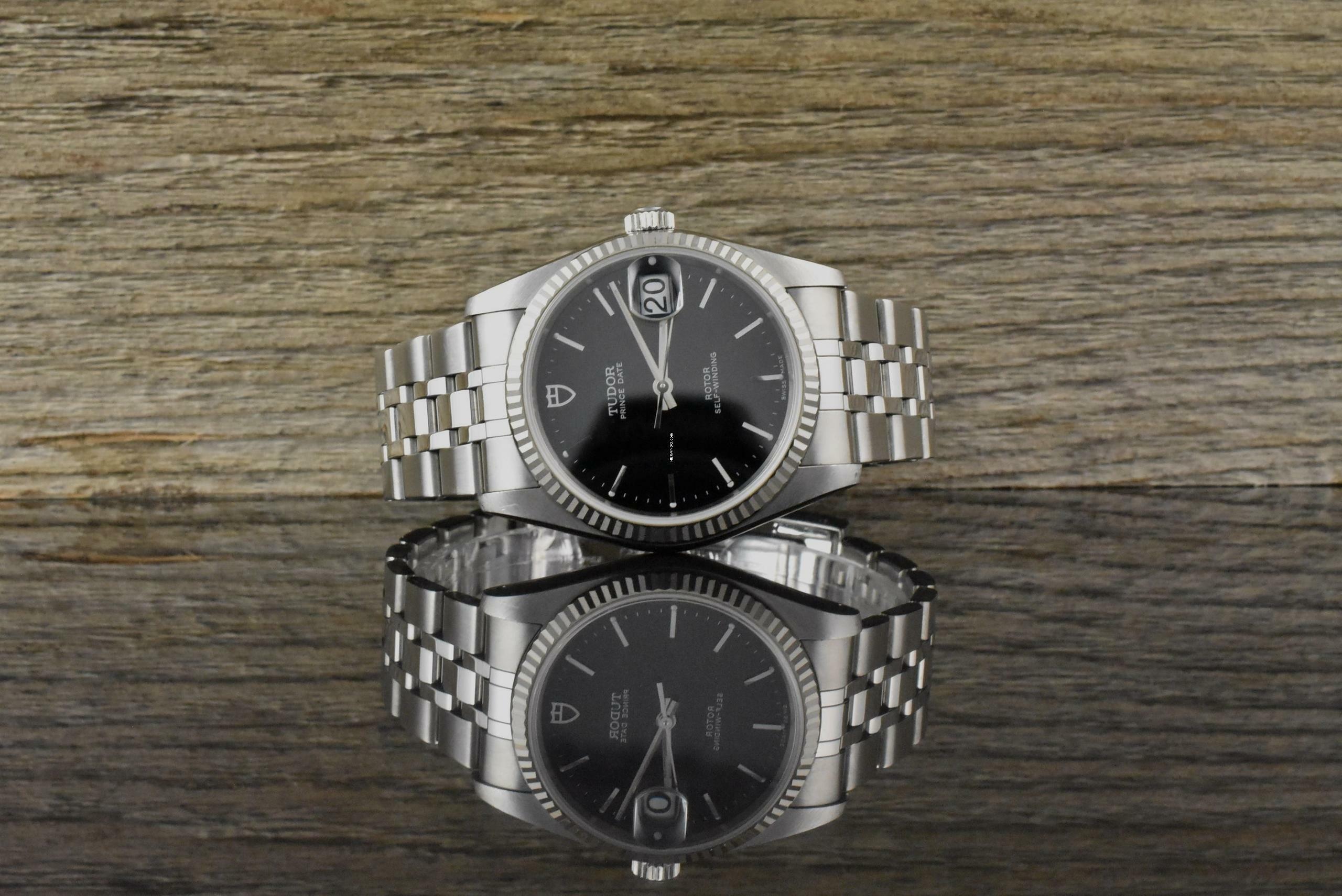 Tudor Prince Date 74034 Black Dial Automatik 34MM Stahl / Weißgold