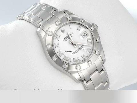  Rolex Lady-Datejust Pearlmaster 34 81319 2011 Weissgold 750 Diamanten Automatik Medium 18kt White Gold 