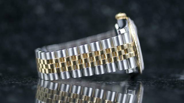  Rolex Datejust 36 Steel Gold Factory RBR - Black Diamond - like New - Fullset 