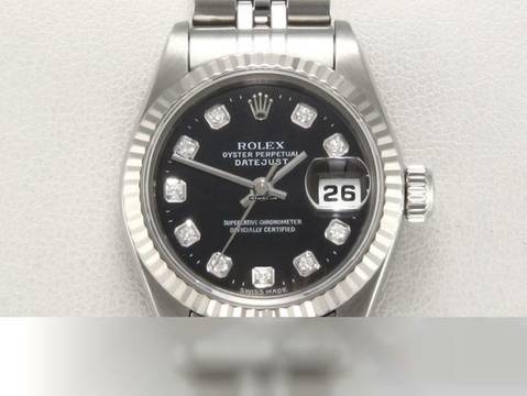  Rolex Lady-Datejust Stahl Weissgold 750 Diamanten Automatik Stainless Steel 18kt White Gold Damen Jubilé-band Chronometer Oyster Black Dial 