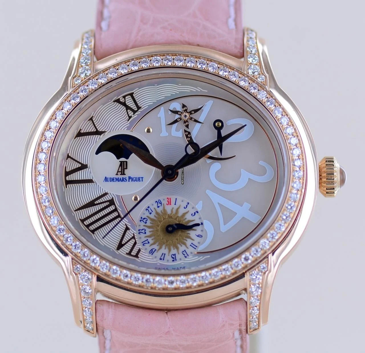 Audemars Piguet Millenary Ladies 18K Millenary Starlit Sky Ladies Roségold MOP Dial Moon Diamonds B+P