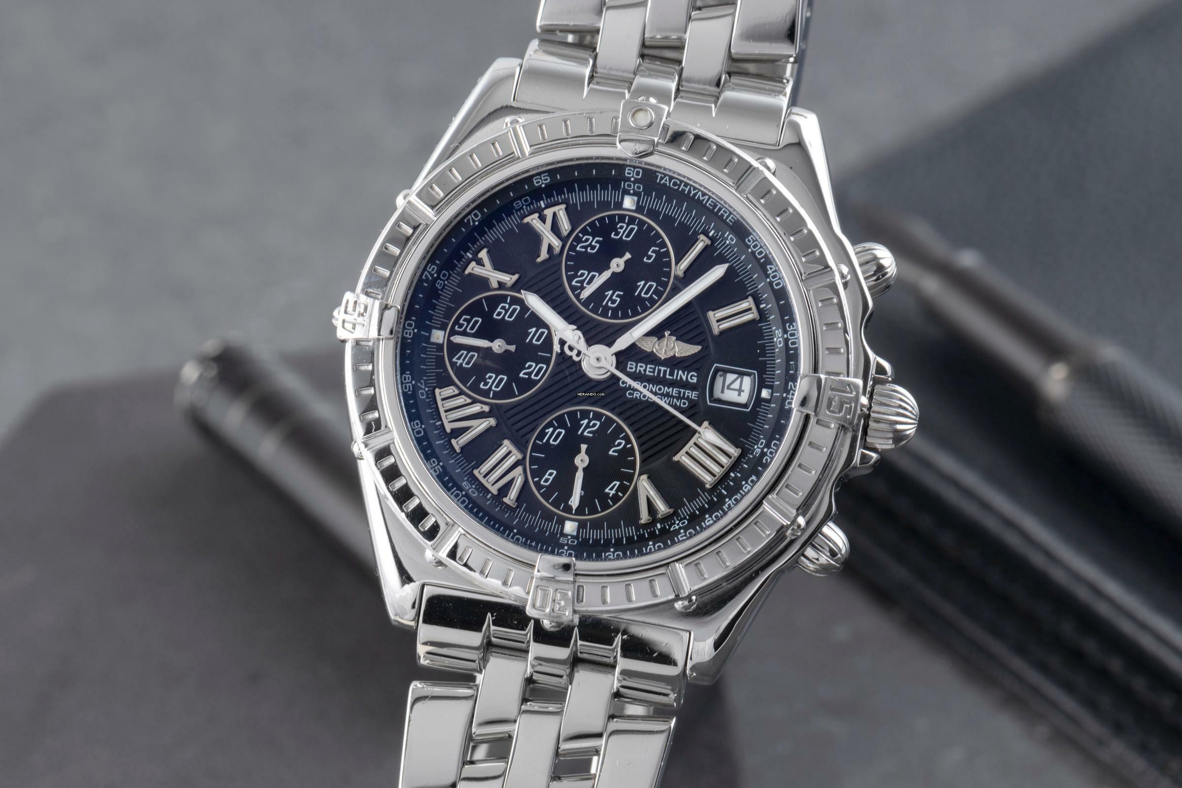 Breitling Crosswind Chronograph Stahl Automatik Ref. A13355 Box & Papiere 2000
