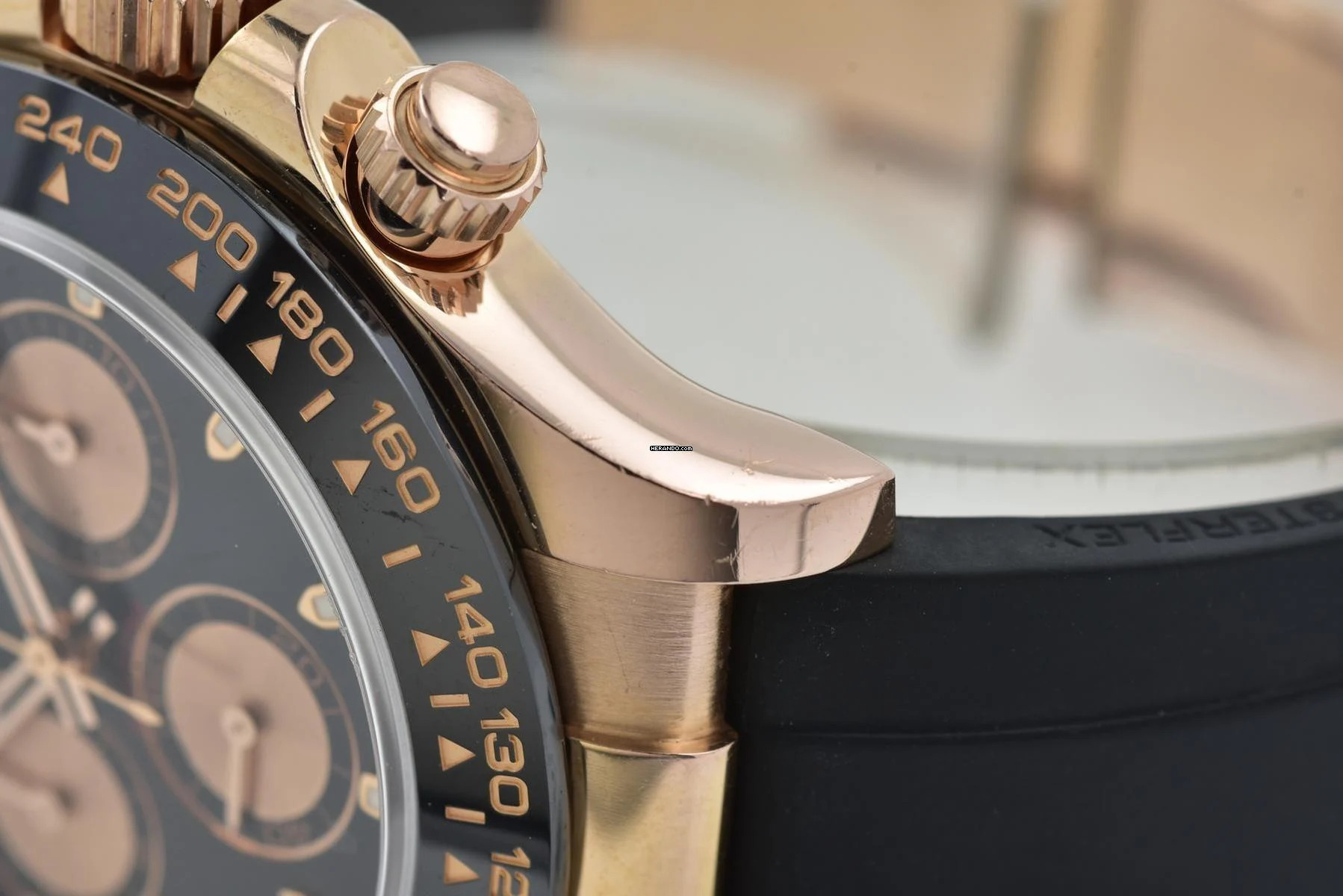 Rolex Daytona Cosmograph 18k Rose Gold 116515LN Rubber Strap Oysterflex LC100