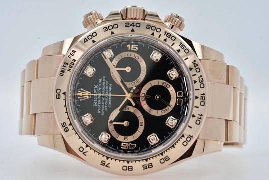  Rolex Daytona Cosmograph 18k rose gold Diamond Black Dial 116505 