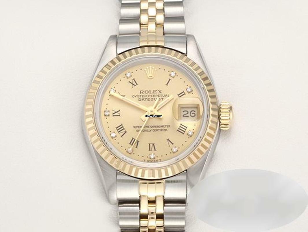 Rolex Lady-Datejust Edelstahl Gelbgold 750 Diamanten Automatik Gold Stahl Stainless Steel 18kt Yellow Gold Jubilé-band Chronometer Oyster