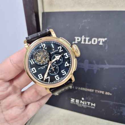  Zenith Pilot Type 20 Tourbillon Flying Tourbillon Chrono Ouro Rosé Titanium 48mm Automático Completo 