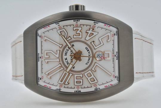  Franck Muller Vanguard Titanium 18k Ros Gold Limited V45 SC DT White Dial 