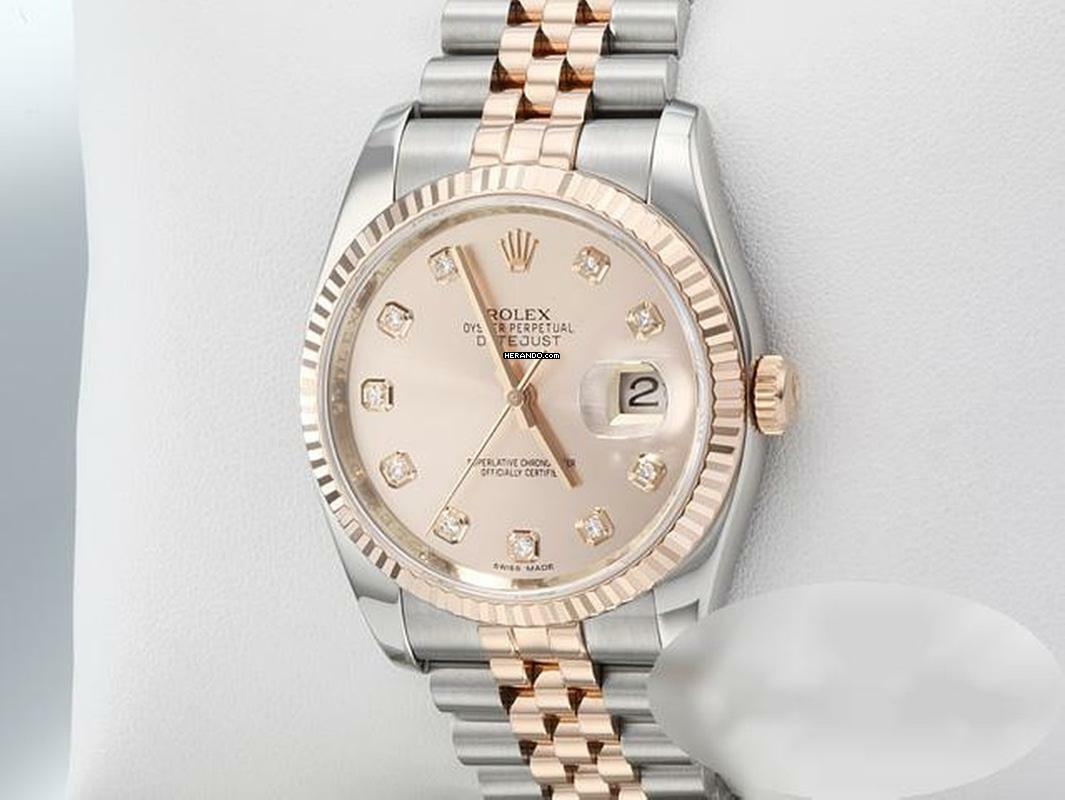 Rolex Datejust 36 36mm 116231 2011 Lc010 Stahl Rosegold 750 Diamanten Automatik