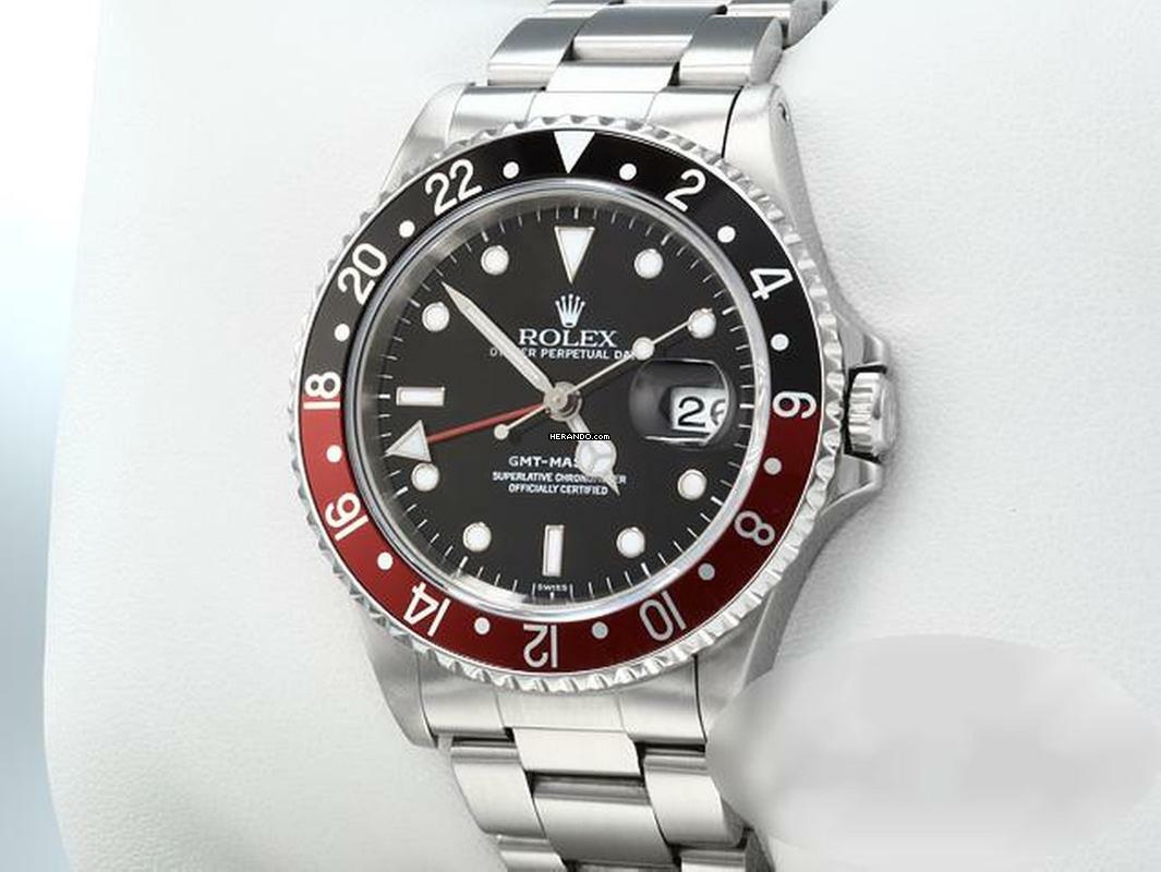 Rolex GMT-Master I Stahl Coke 16700 Automatik 1997/98 Rolex-revision 2024 Zweite Zeitzone 1 Rot Schwarz