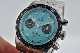 Thumbnail von Tudor Heritage Black Bay Chronograph 79360N Tiffany Flamingo Blue Dial Verklebt Stickers