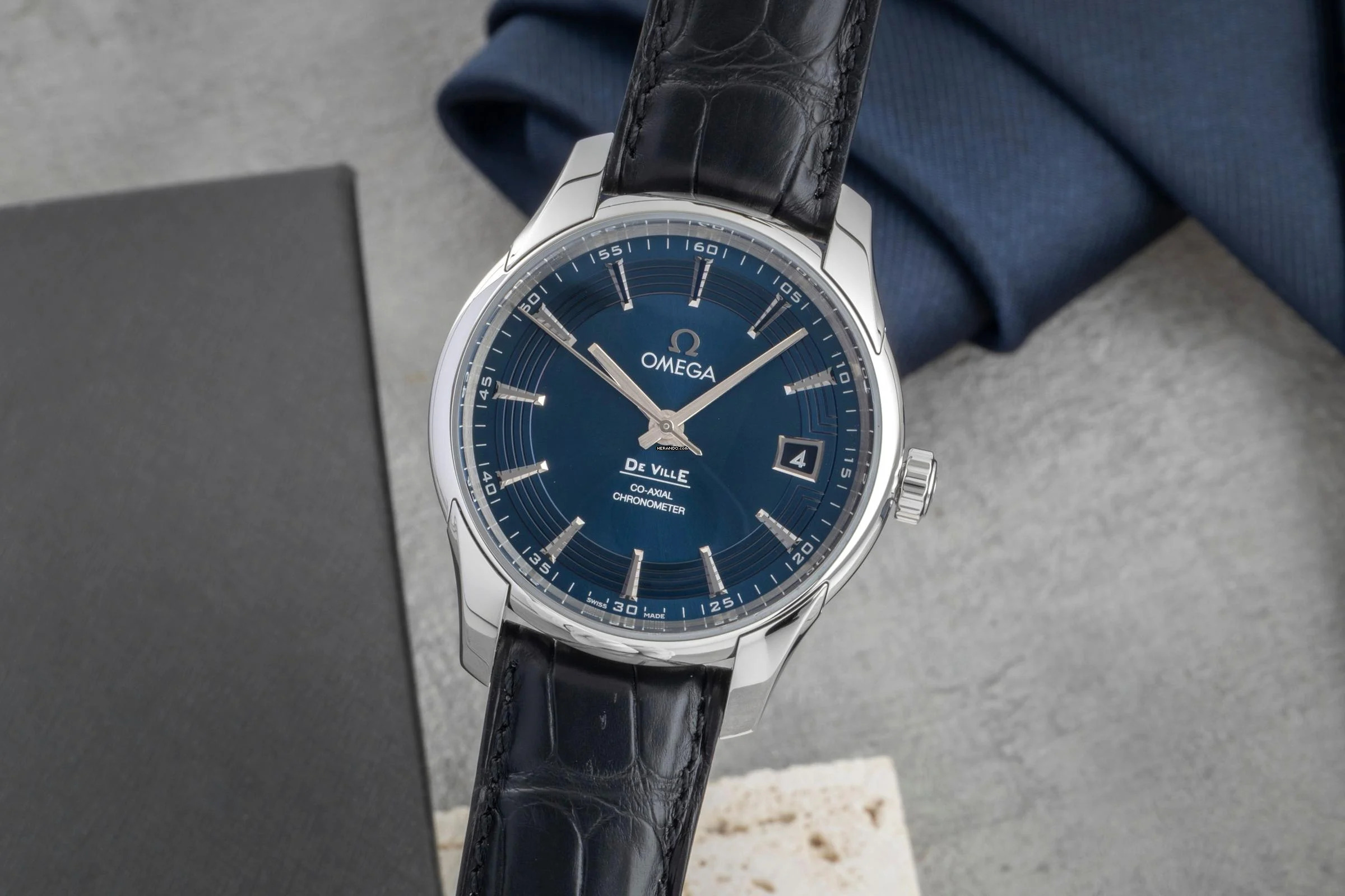 Omega De Ville Hour Vision Blue Dial Edelstahl Ref. 431.33.41.21.03.001 Papiere