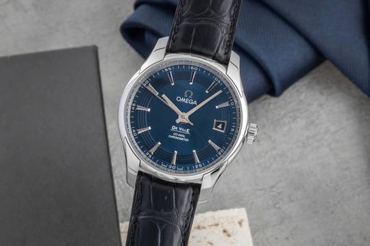  Omega De Ville Hour Vision Blue Dial Edelstahl Ref. 431.33.41.21.03.001 Papiere 
