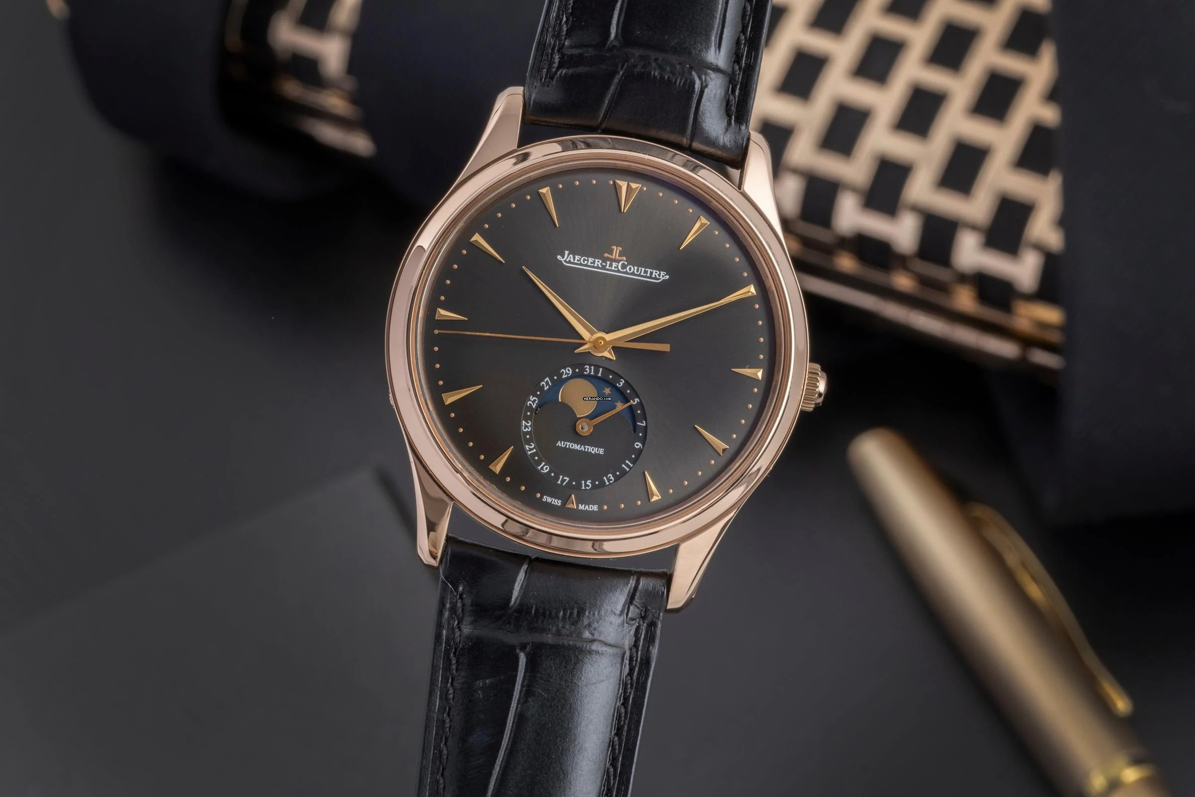 Jaeger-LeCoultre Master Ultra Thin Moon 18K Rosegold Automatik Q1362520 Papiere 2017