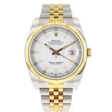  Rolex Datejust 36 Steel Gold White Dial NEW 