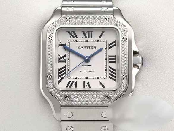  Cartier Santos Mittleres Modell W4sa0005 2023 Edelstahl Diamanten Automati Steelk 