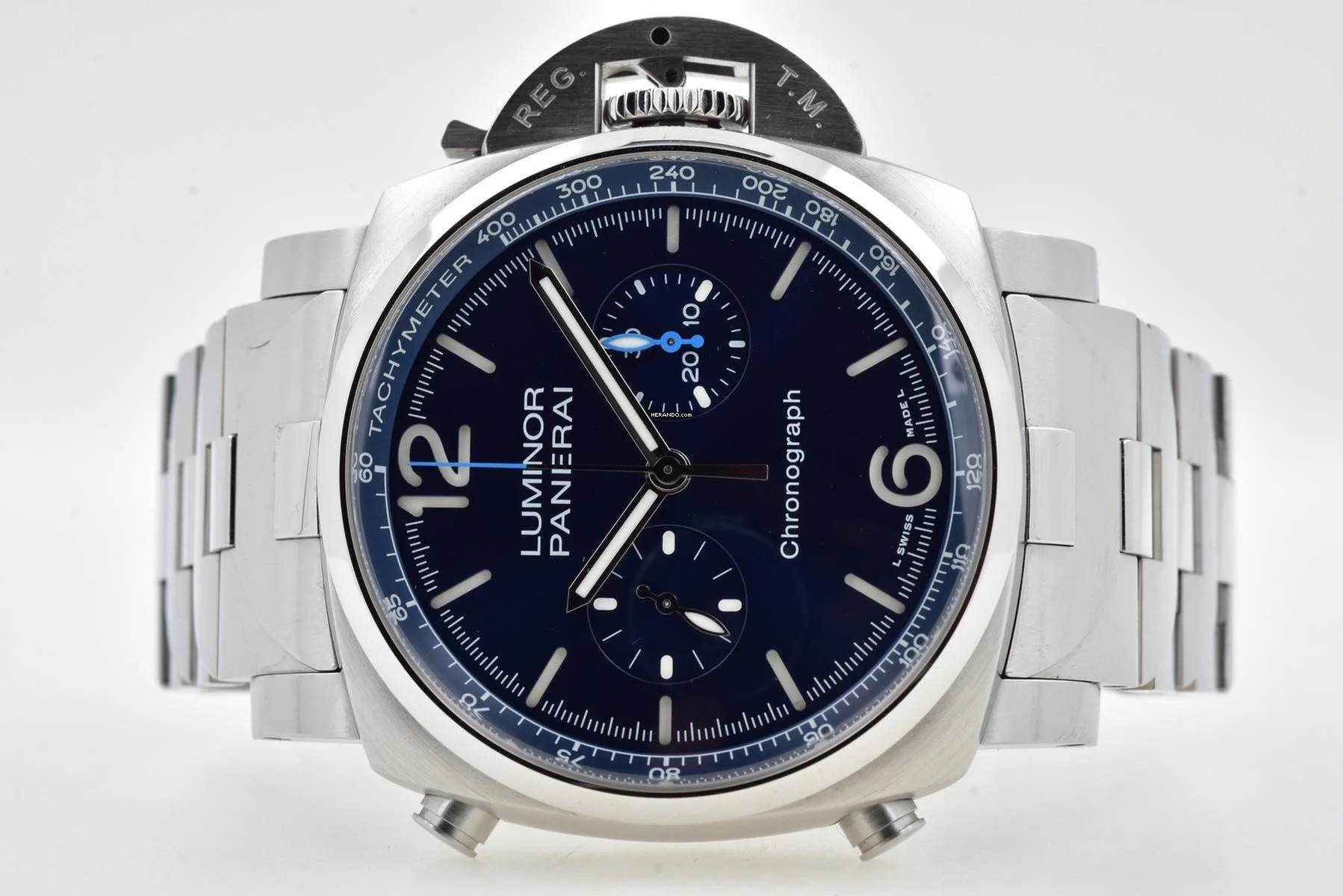 Panerai Luminor Chronograph 44mm PAM 1110 Blue Dial Bracelet