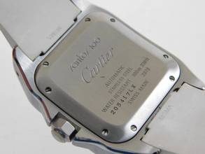 Thumbnail von Cartier Santos 100 Herrenuhr mit original Kautschukband im TOP Zustand weiße Kautschuklünette und original Band