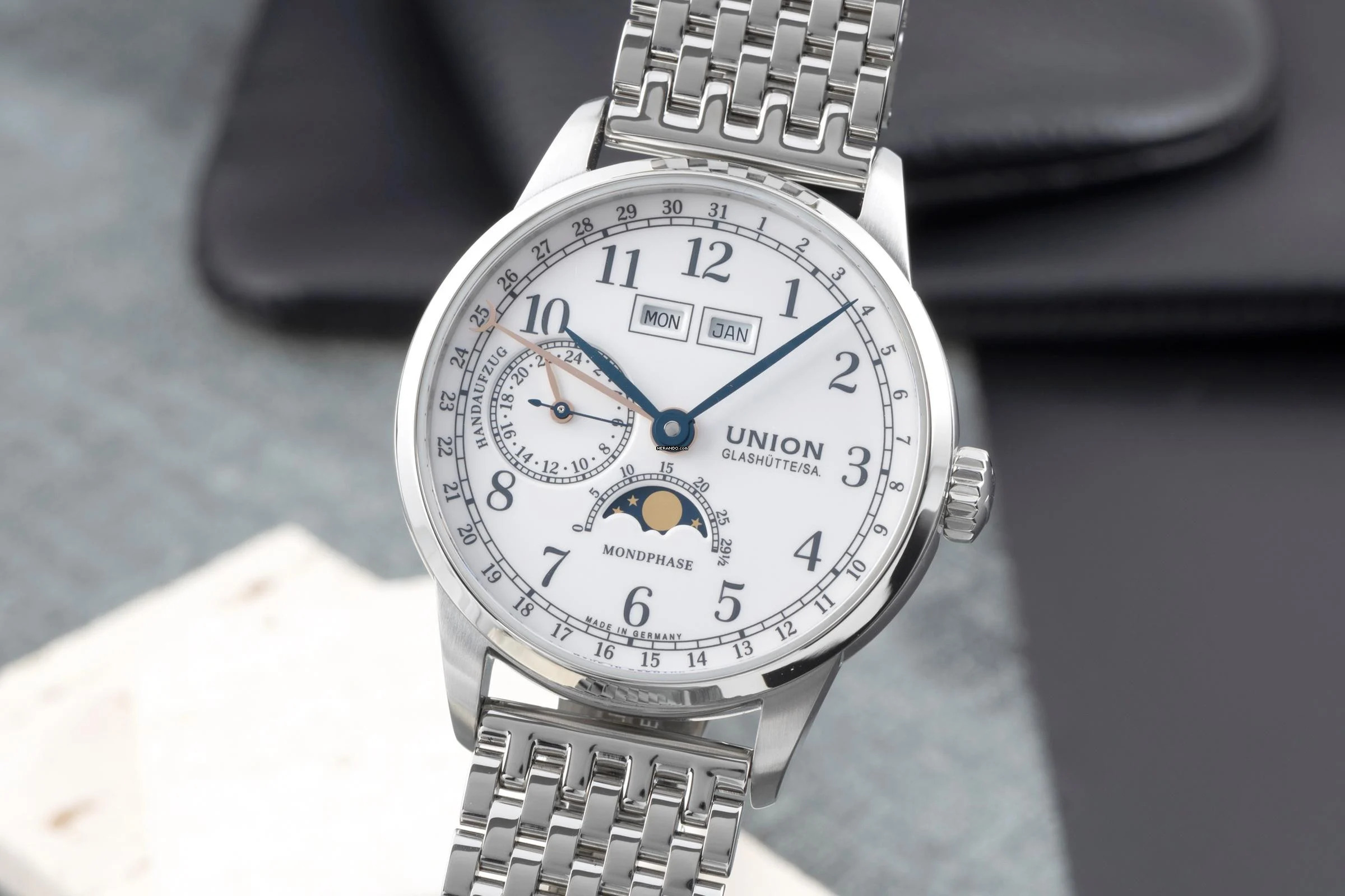 Union Glashütte 1893 Johannes-Dürrstein Mondphase Ref. D007.458.11.017.00 B&P