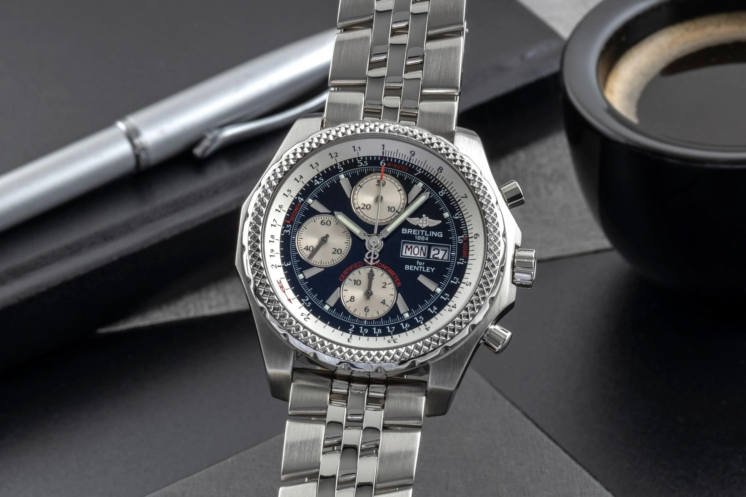 Breitling Bentley GT Chronograph Edelstahl Automatik Ref. A13362 B&P 2009