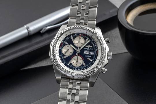 Breitling Bentley GT Chronograph Edelstahl Automatik Ref. A13362 B&P 2009 