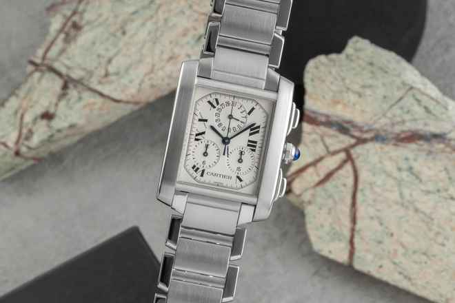  Cartier Tank Française Chronograph Edelstahl Quarz Herrenuhr Ref. W51001Q3 