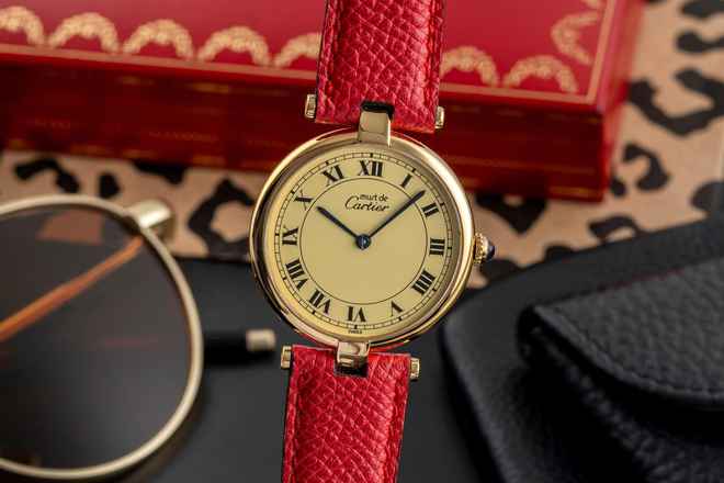  Cartier Vendome LC GM Vermeil 925 Silber Ivory Dial Medium Size Ref. 590003 