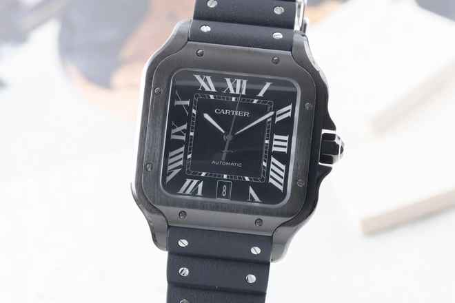  Cartier Santos Black Edelstahl Automatik Herrenuhr Ref. WSSA0039 B&P 2020 