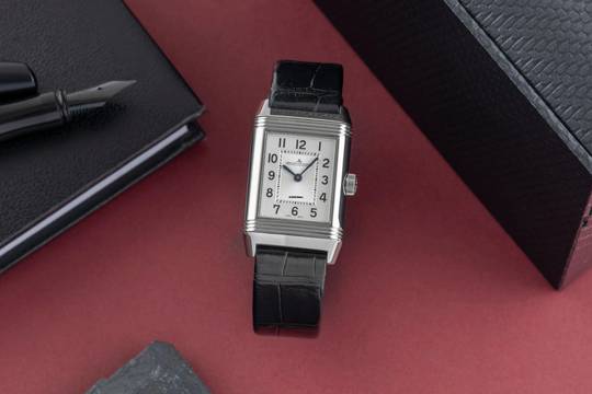  Jaeger-LeCoultre Reverso Classic Small Duetto Stahl Diamanten Handaufzug Ref. Q2668430 211.8.44 B&P 