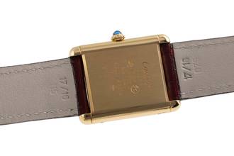 Thumbnail von Cartier Tank Vermeil LC GM Wood Spiderweb Dial Handaufzug Medium Size Ref. 6