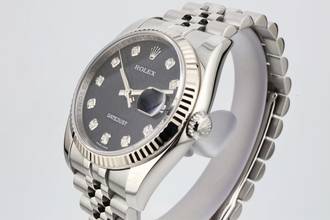 Thumbnail von Rolex Datejust 36 36mm Jubilee Black Anniversary Diamonds Dial - With Box And Papers - 116234 2015